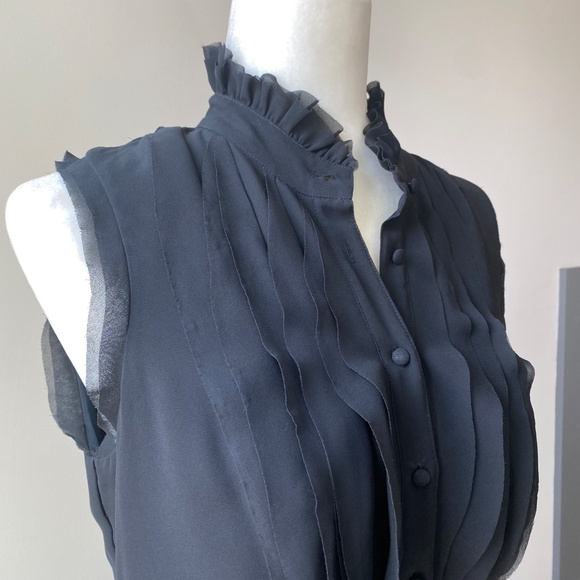 Ann Taylor LOFT Silk Chiffon Sleeveless Dress with Ruffle Collar Dress Size 6 - Picture 4 of 10